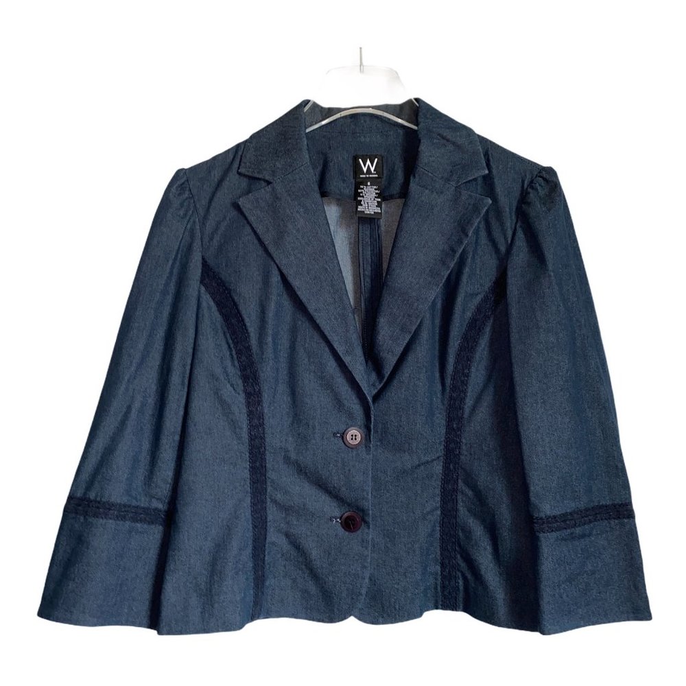 W  Work to Weekend  Dark Denim Blazer Blue Lace Accent